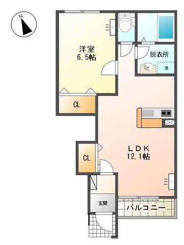 パルフルール(1LDK/1階)の間取り写真