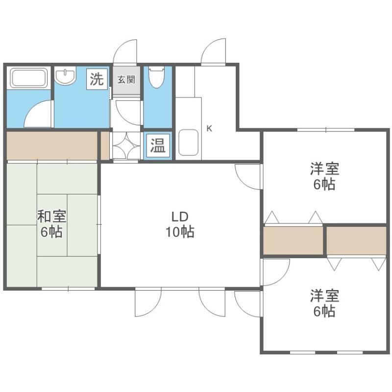亀田アパート(3LDK/2階)の間取り写真