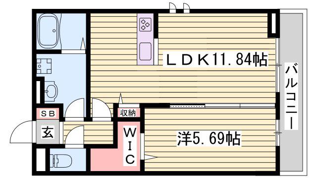 DーPLACE西飾磨 B棟(1LDK/3階)の間取り写真