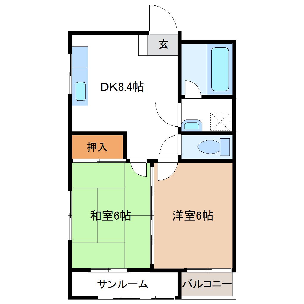 メゾンKOTOBUKI(2DK/2階)の間取り写真