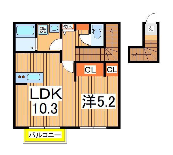 セナリオフォルム柏たなかⅡ(1LDK/2階)の間取り写真