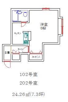 レンテム水島(ワンルーム/2階)の間取り写真