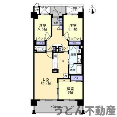 アルファステイツ昭和町II(3LDK/5階)の間取り写真