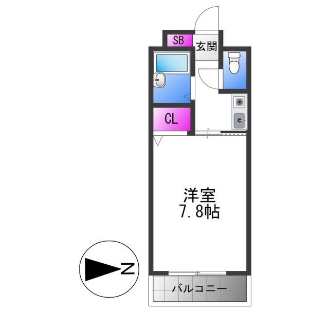 ウィングコート東大阪(1K/6階)の間取り写真
