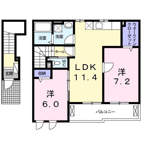 ブランカ大口 A(2LDK/2階)の間取り写真