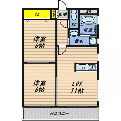 リバーサイド・キヨミ(2LDK/3階)の間取り写真