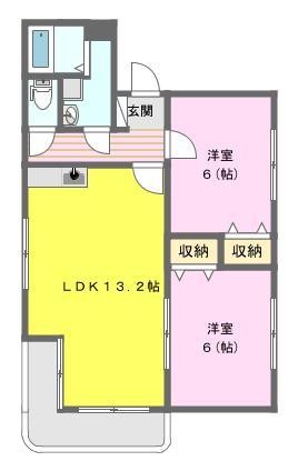 エテルナパル2001(2LDK/1階)の間取り写真