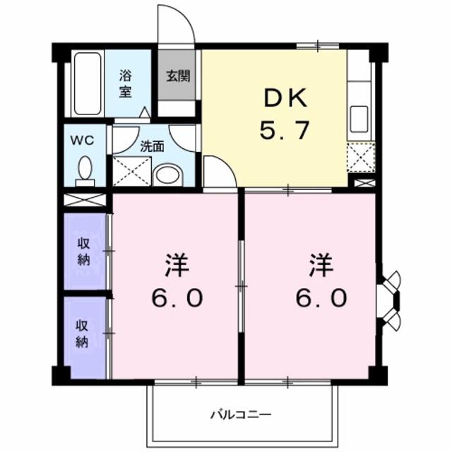 メゾンリーヴM・K(2DK/2階)の間取り写真