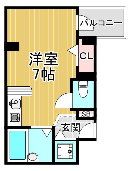 セレブコート京橋(ワンルーム/4階)の間取り写真