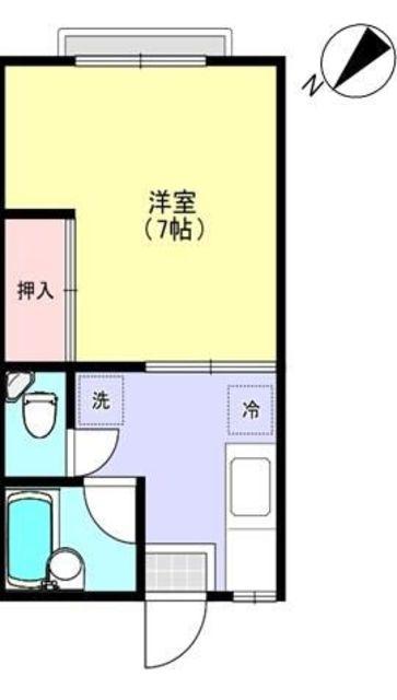 コットンハウスB(1K/2階)の間取り写真