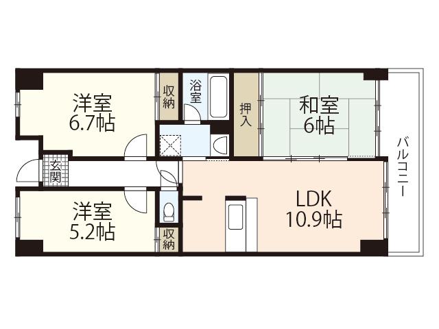 フォーラム牛田南(3LDK/1階)の間取り写真