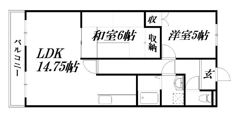 ラトゥール(2LDK/3階)の間取り写真