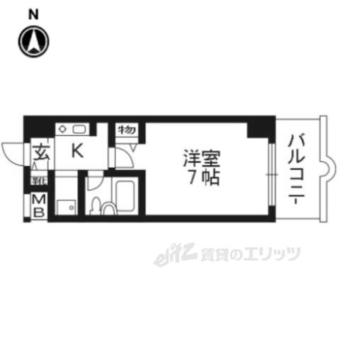 パラドール西院PARTⅡ(1K/6階)の間取り写真