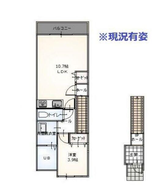 アクシスB棟(1LDK/2階)の間取り写真
