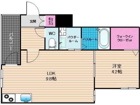 キャトルセゾン井尻(1LDK/2階)の間取り写真