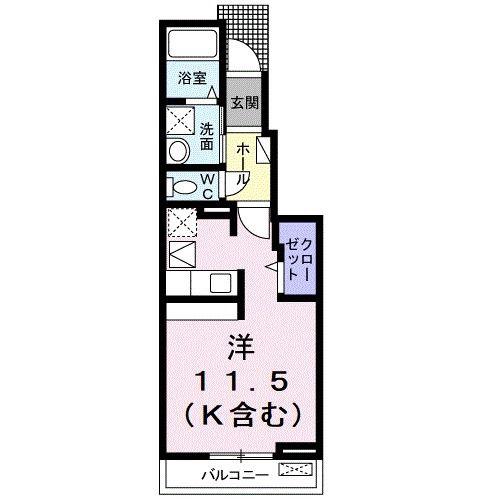 プチプランシュ C(ワンルーム/1階)の間取り写真