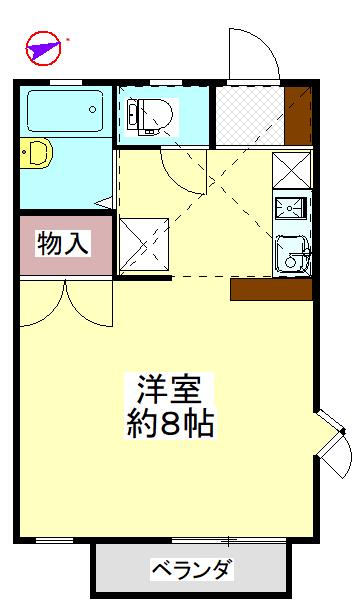 モンパレスII(1K/2階)の間取り写真