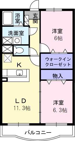 エテルノ・グランデ壱番館(2LDK/2階)の間取り写真