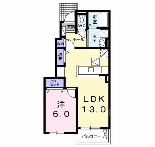 カンパーニュ B(1LDK/1階)の間取り写真
