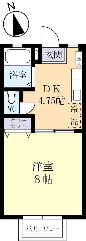 ビックハイツNO.2(1DK/1階)の間取り写真