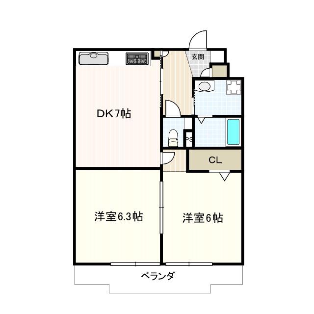 レジディア吉祥寺(2DK/1階)の間取り写真