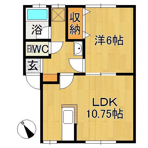 ハイセレールブルゴ(1LDK/2階)の間取り写真