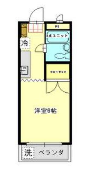 ファミール北野B(1K/2階)の間取り写真