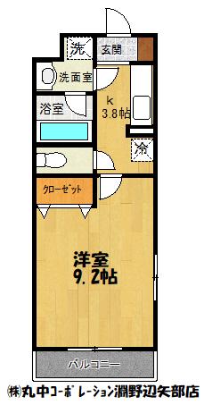 ボンヌシャンス(1K/3階)の間取り写真