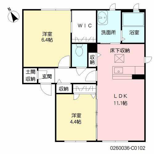 シャトーグローリー C棟(2LDK/1階)の間取り写真