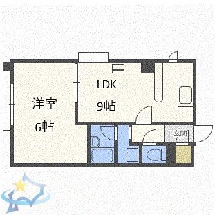 ダイコービル(1LDK/6階)の間取り写真
