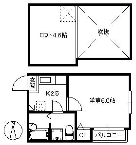 ポラリスCOZY博多駅(1K/2階)の間取り写真