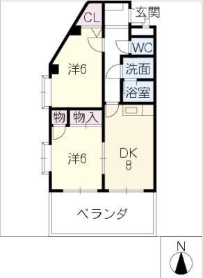 エスポワール ヴァン(2DK/3階)の間取り写真