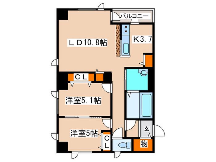 フルリール美香保(2LDK/4階)の間取り写真