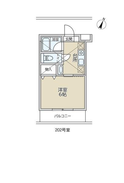 グランピアズ武蔵中原(1K/2階)の間取り写真