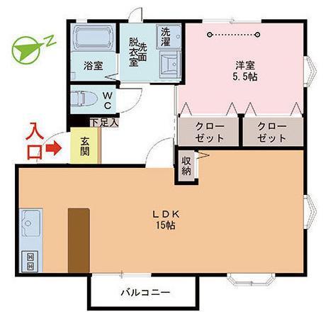 リバーメゾン(1LDK/2階)の間取り写真