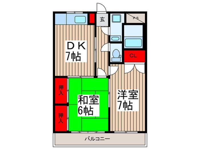 マンションサザンクロス(2DK/2階)の間取り写真