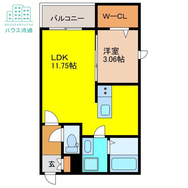 THE NOBLES秋葉町(1LDK/3階)の間取り写真