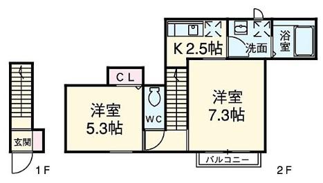 スカラ荻窪(2K/2階)の間取り写真