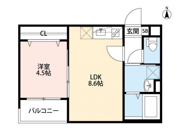 PRIMO CASA TSプリモカーサティー(1LDK/1階)の間取り写真