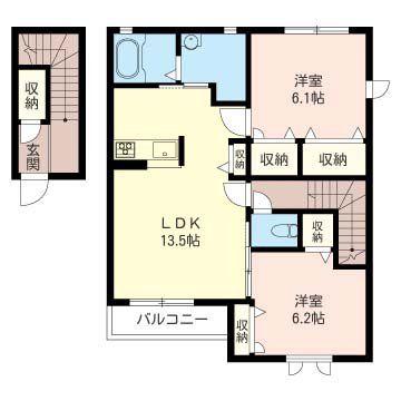 SHA MAISON ラフィネK(2LDK/2階)の間取り写真