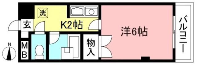 ラベンダー仙川(1K/4階)の間取り写真