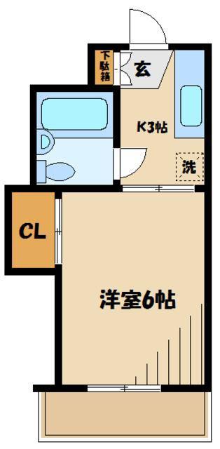エクセル田中PARTⅠ(1K/2階)の間取り写真
