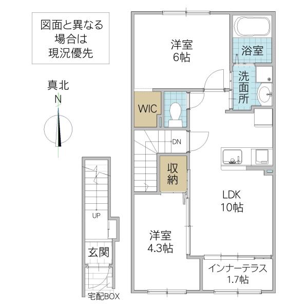 つくば市高野アパート(2LDK/2階)の間取り写真