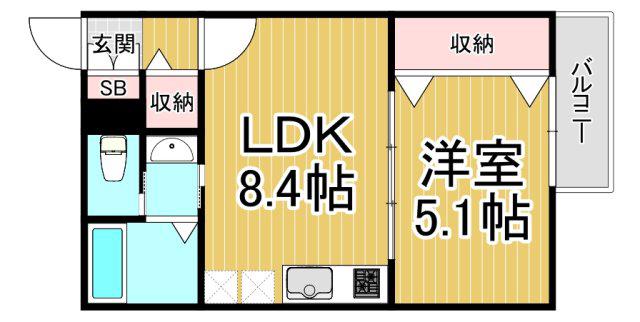 CASA立花(1LDK/2階)の間取り写真