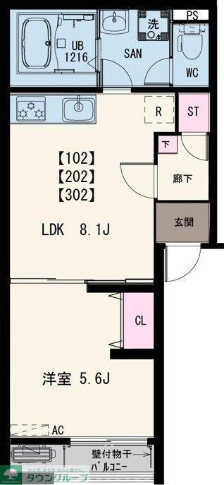 MKT伊勢町(1LDK/2階)の間取り写真