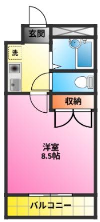 ラフォーレIII(1K/2階)の間取り写真