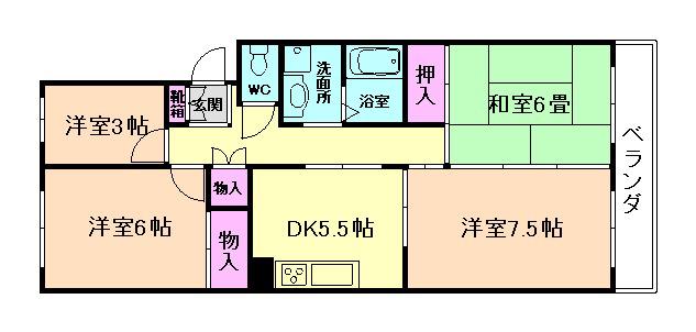 T・アブニール(3DK/2階)の間取り写真