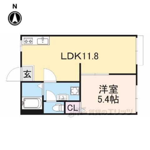 タウニィ箕山(1LDK/2階)の間取り写真