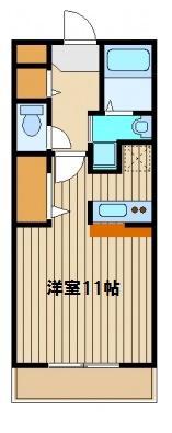 エリシオン(ワンルーム/1階)の間取り写真