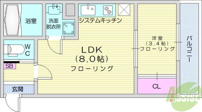 FROST(1LDK/2階)の間取り写真